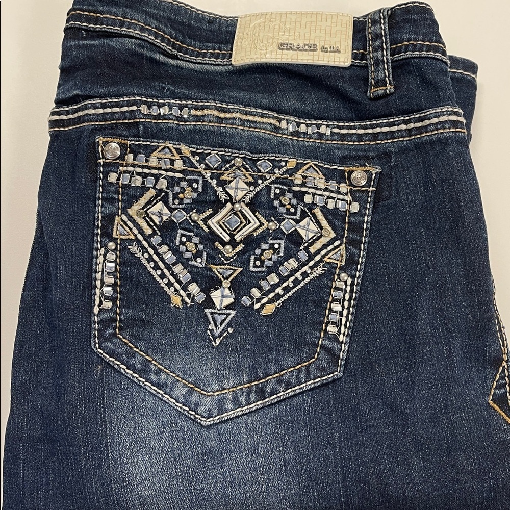 Grace in LA Embroidered P-Straight Jeans | Size 20 | Western Glam Denim